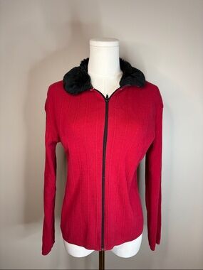 Vintage y2k faux fur zip up